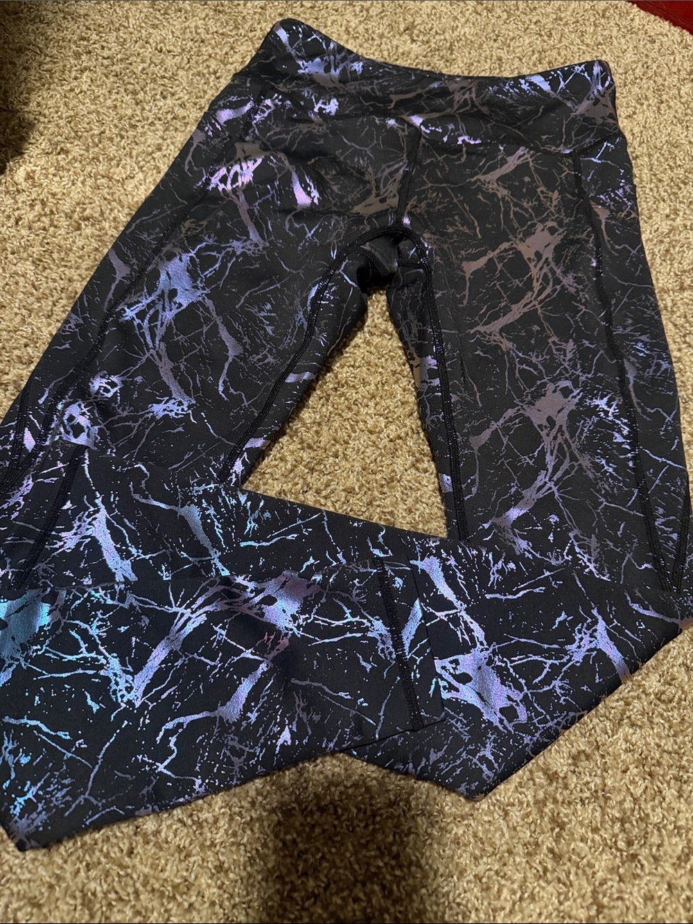 Curves n Combat Boots metallic & black leggings (S) - EUC!!
